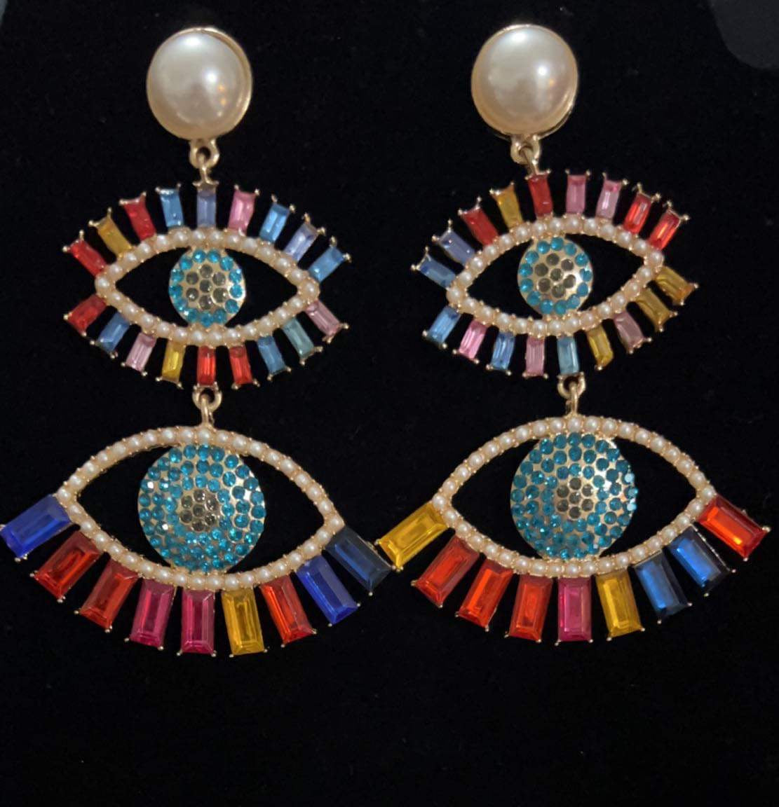 Colorful eye earrings