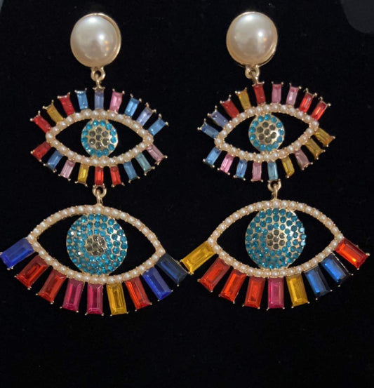 Colorful eye earrings