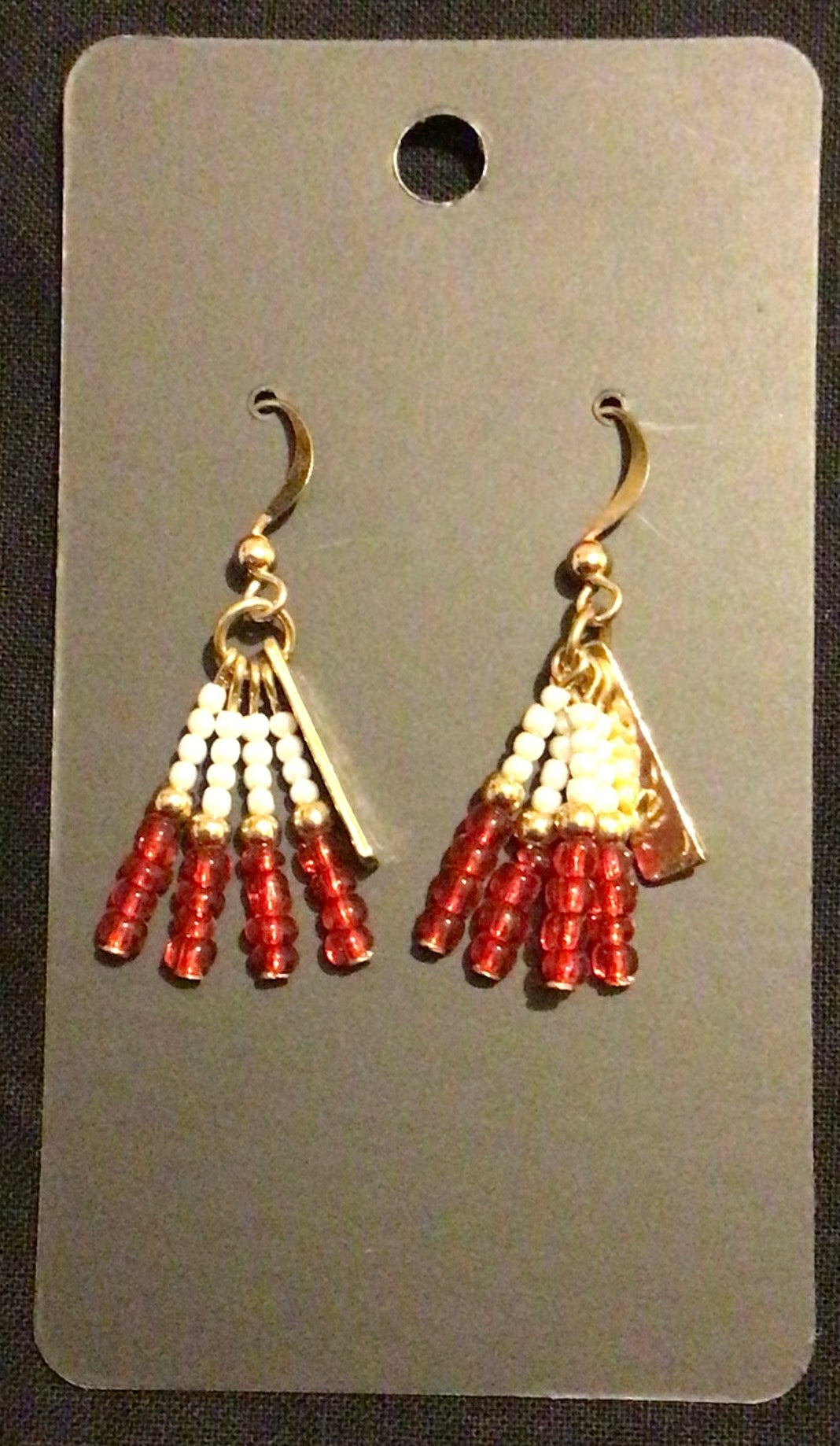 Red and white earrings