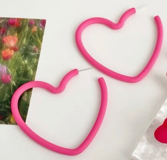 Pink heart earrings