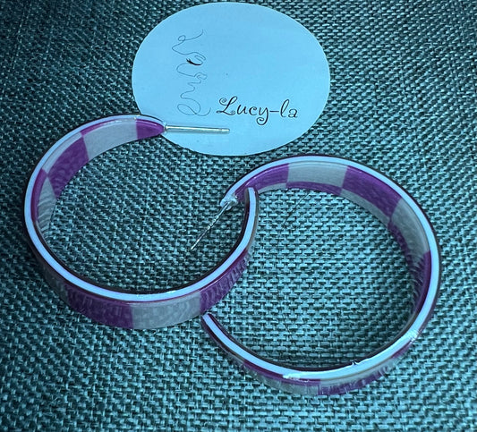 Purple and white earrings