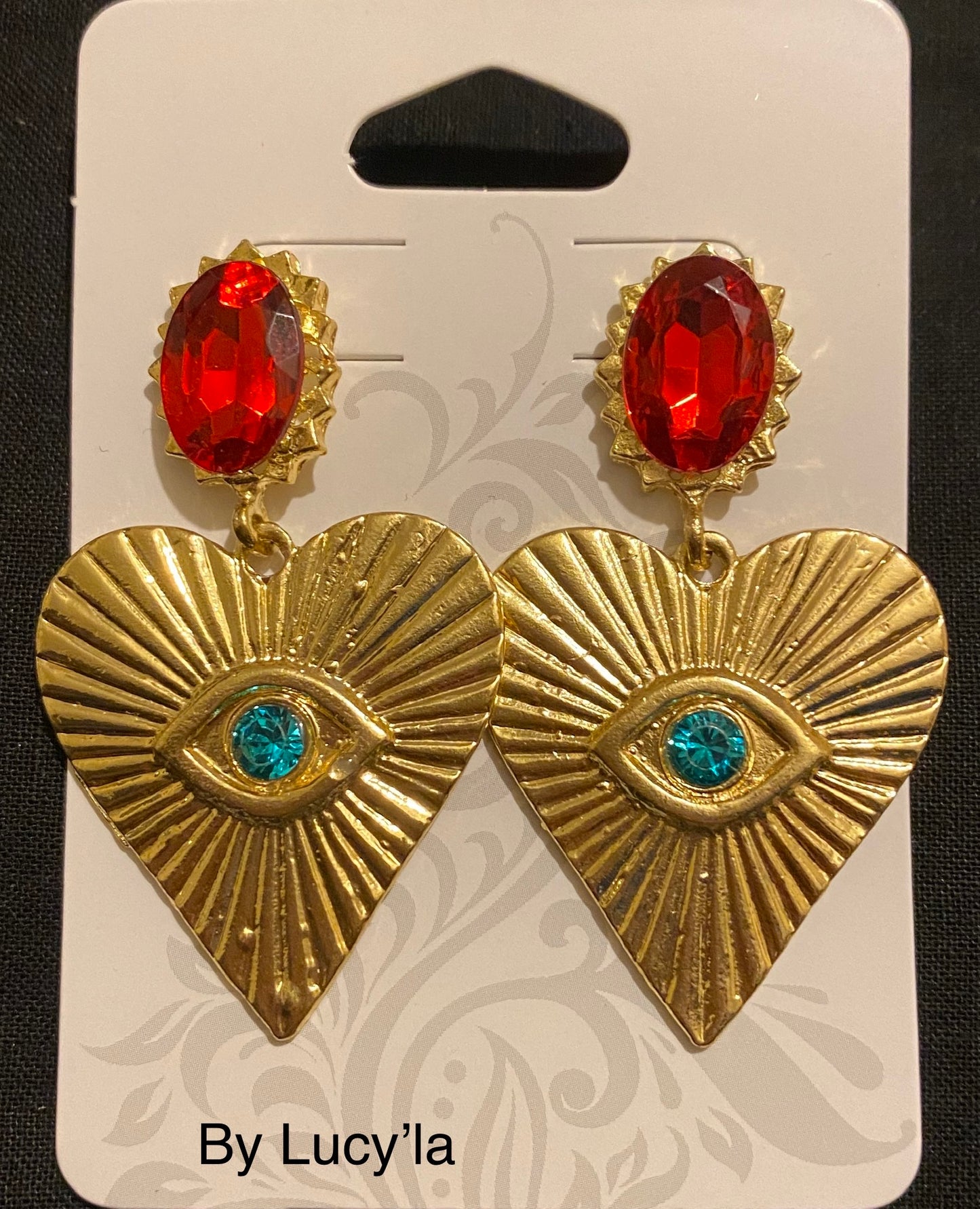 Red eye earrings