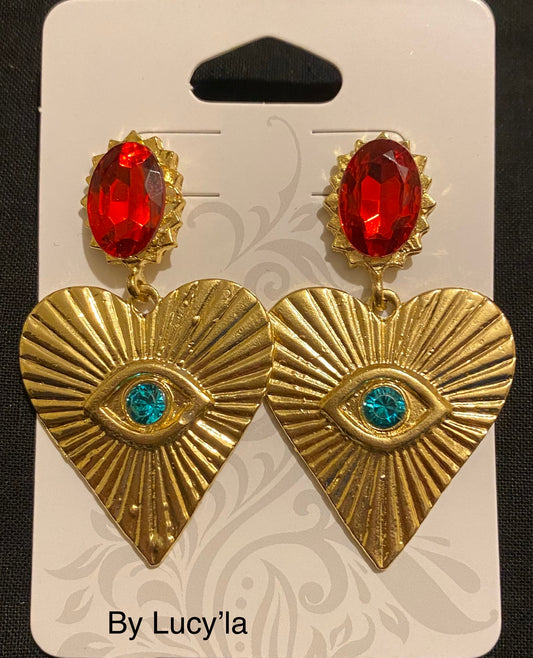 Red eye earrings